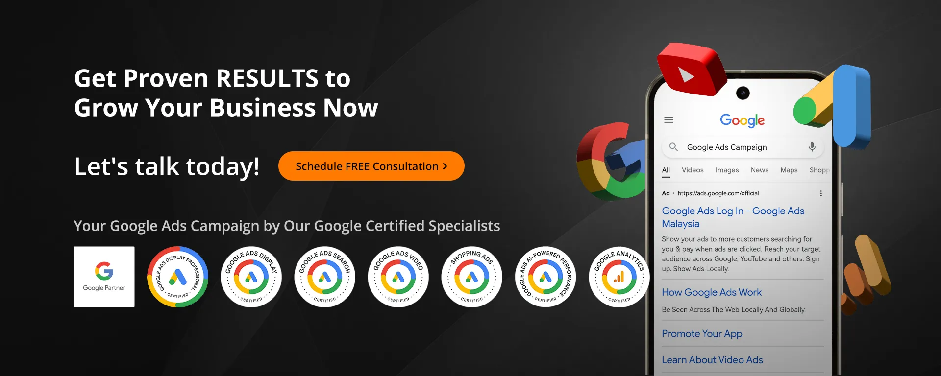 Schedule a free consultation with our Google Certified Specialists